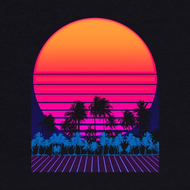 80s Vaporwave Palm Trees Sunset by Radarek_Design